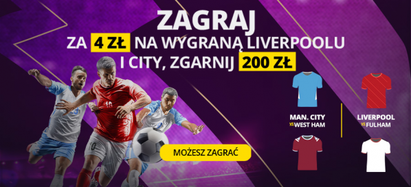 Bonus Fortuna: 200 zł za wygraną Man City i Liverpoolu