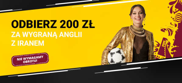 Fortuna bonus MŚ 2022: 200 zł za wygraną Anglii z Iranem