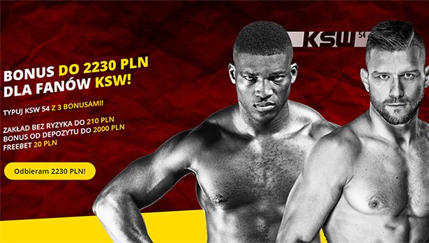 KSW 54 kursy i zakłady bukmacherskie. Bonus 2230 PLN od bukmachera Fortuna