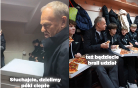 Donald Tusk postawił młodym piłkarzom z Gdańska pizzę. "Dzielimy póki ciepłe"