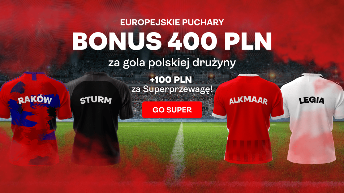 Superbet bonus: 400 PLN za gola Legii lub Rakowa + 100 PLN za Superprzewagę
