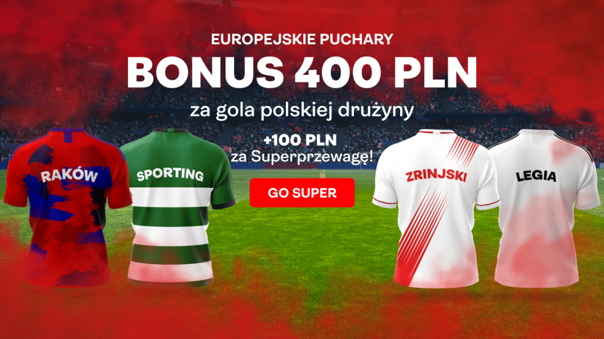 Superbet bonus: 400 PLN za gola Legii lub Rakowa + 100 PLN za Superprzewagę