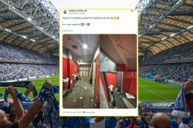 Skandaliczne zachowanie kibiców Lecha Poznań. Całkowicie zdewastowali toalety na stadionie w Łodzi [ZDJĘCIA]